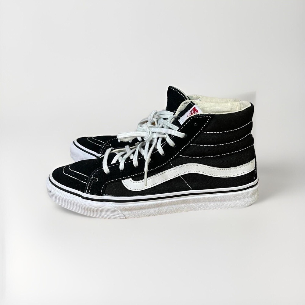 Unisex Sk8-Hi Classic Black White Canvas Skate Shoes Sneakers Size 8 Men-9.5 W